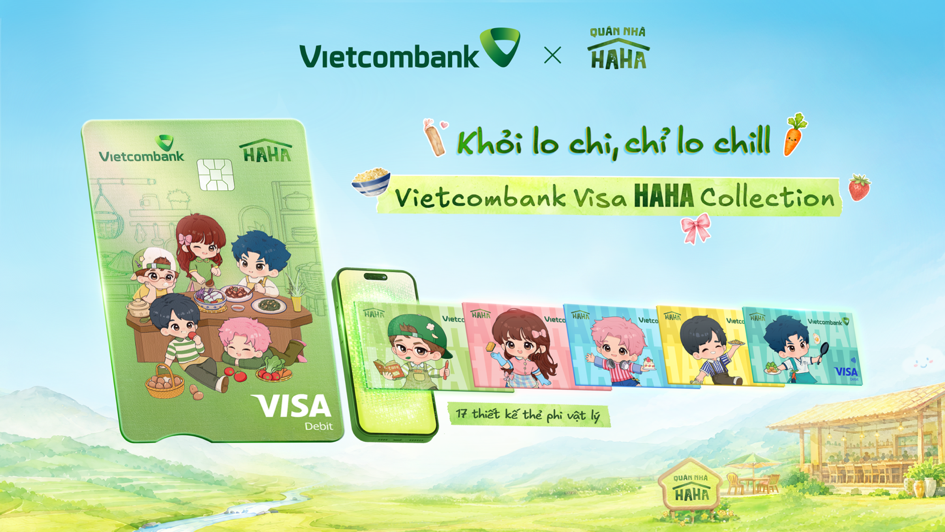 Các phiên bản thiết kế thẻ Vietcombank Visa Haha Collection lấy cảm hứng từ dàn nghệ sĩ Quán Nhà Haha